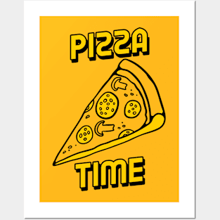 Pizza Time - Art and Drawing for Foodie (Yellow) Posters and Art